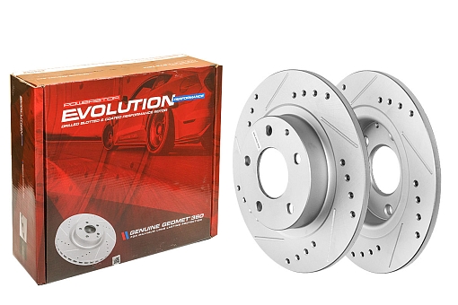 Задний тормозной диск Evolution с перфорацией и насечками в покрытии GEOMET для Mazda 6 2012+